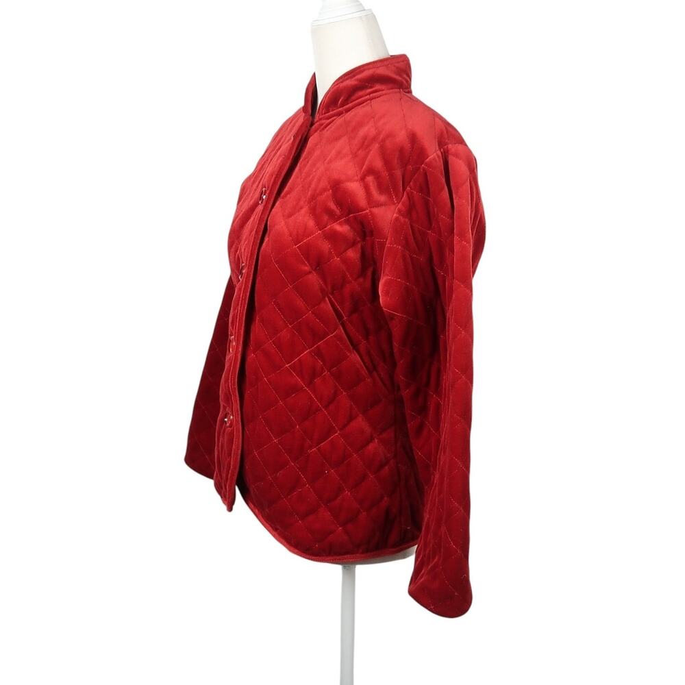 Vintage BFA Classics rust red velvet quilted jacket M - Picture 3 of 5